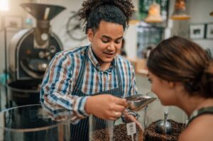 sense of smell enhanced at an aromatic coffee shop